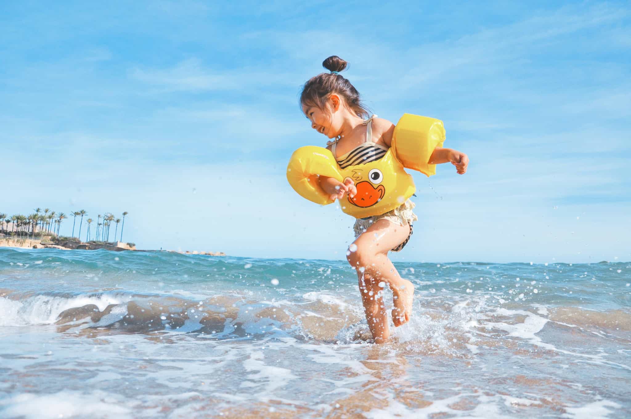 Girl playing in the water