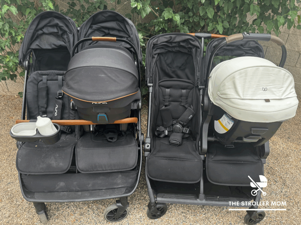Cat seat with adapters on both Nuna trvl dubl and jet double 