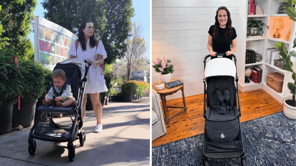 mom with metro 3 stroller and baby.