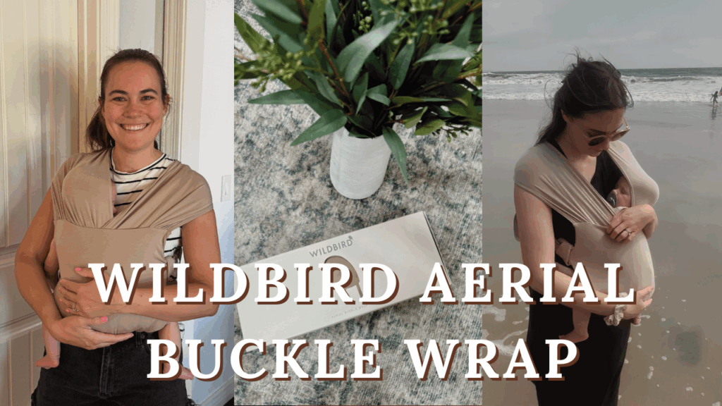 Wildbird Aerial Buckle Wrap in box, front carry and at the beach. 