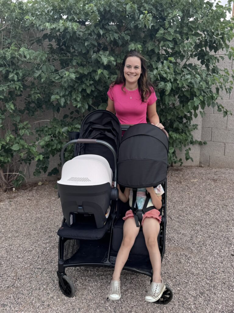 Stroller with car seat and toddler 