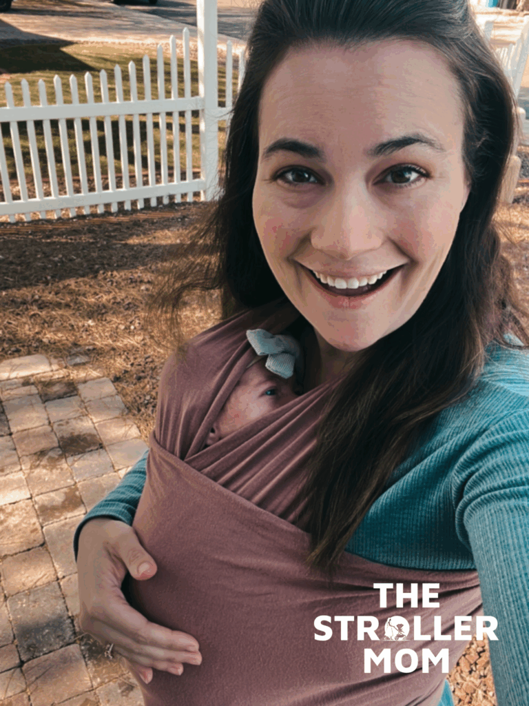 Mom wearing the Solly Baby Wrap 