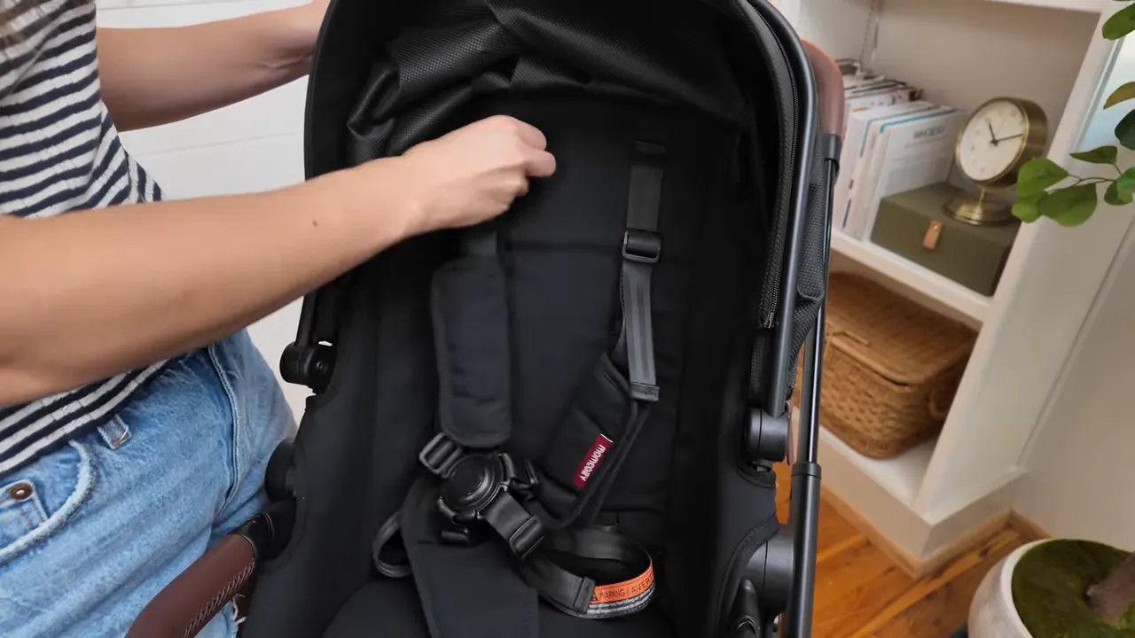 Modular toddler seat showing harness and three position frame settings